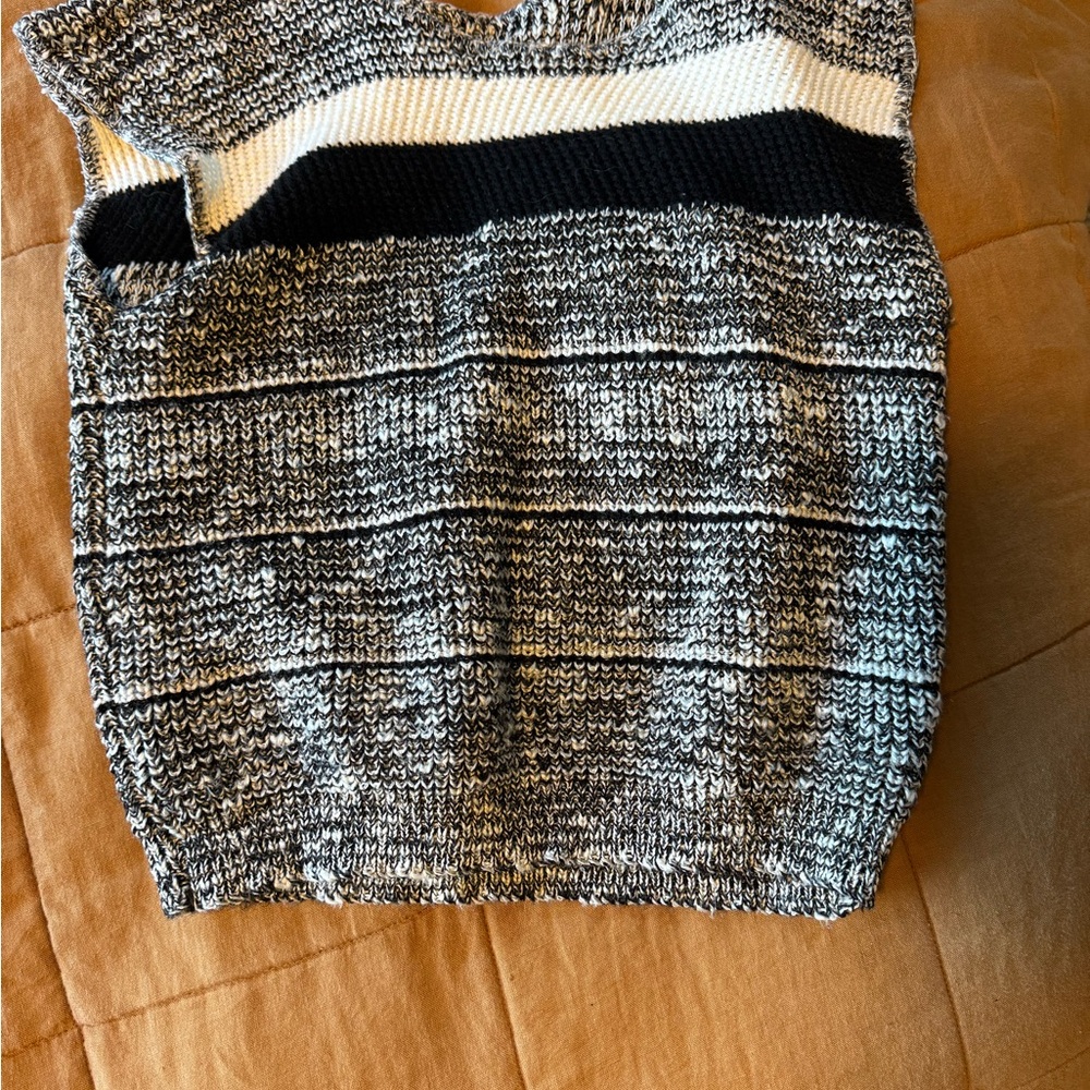 Vintage Black and White Knit Sweater Vest